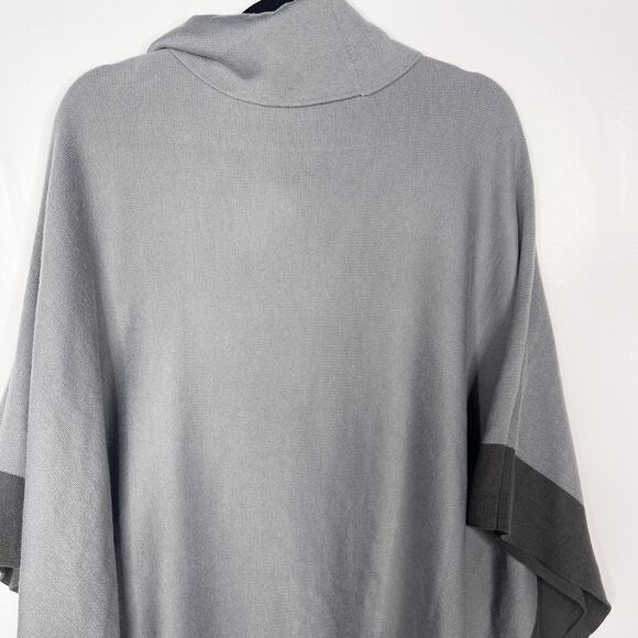 Ann Taylor XS/ S Gray Two Tone Poncho Sweater Oversized Cowl Neck Cozy Warm - Picture 6 of 10